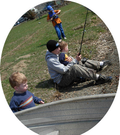 A few of the boys fishing.